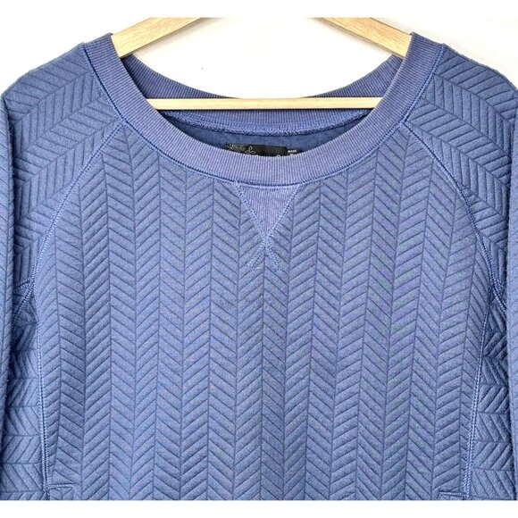 Prana Womens Sweatshirt Herringbone Quilted Pockets Crew Pullover Blue Small - Picture 3 of 9